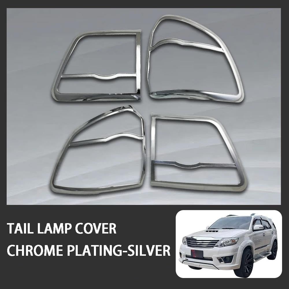 Luz Accesorio Cubierta De Luz Trasera Coche Plateada Abs Embellecedora Para Toyota Para Fortuner 2012-2015 Decoración Exterior Cubierta Protectora