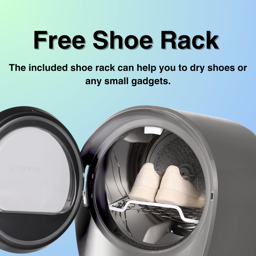 S3 Compact Dryer, capacity 1.0 cubic feet, voltage 110 volts, power 1050 watts, portable dryer, 8 drying modes, stainless steel drum, suitable for apartments and households. (white)