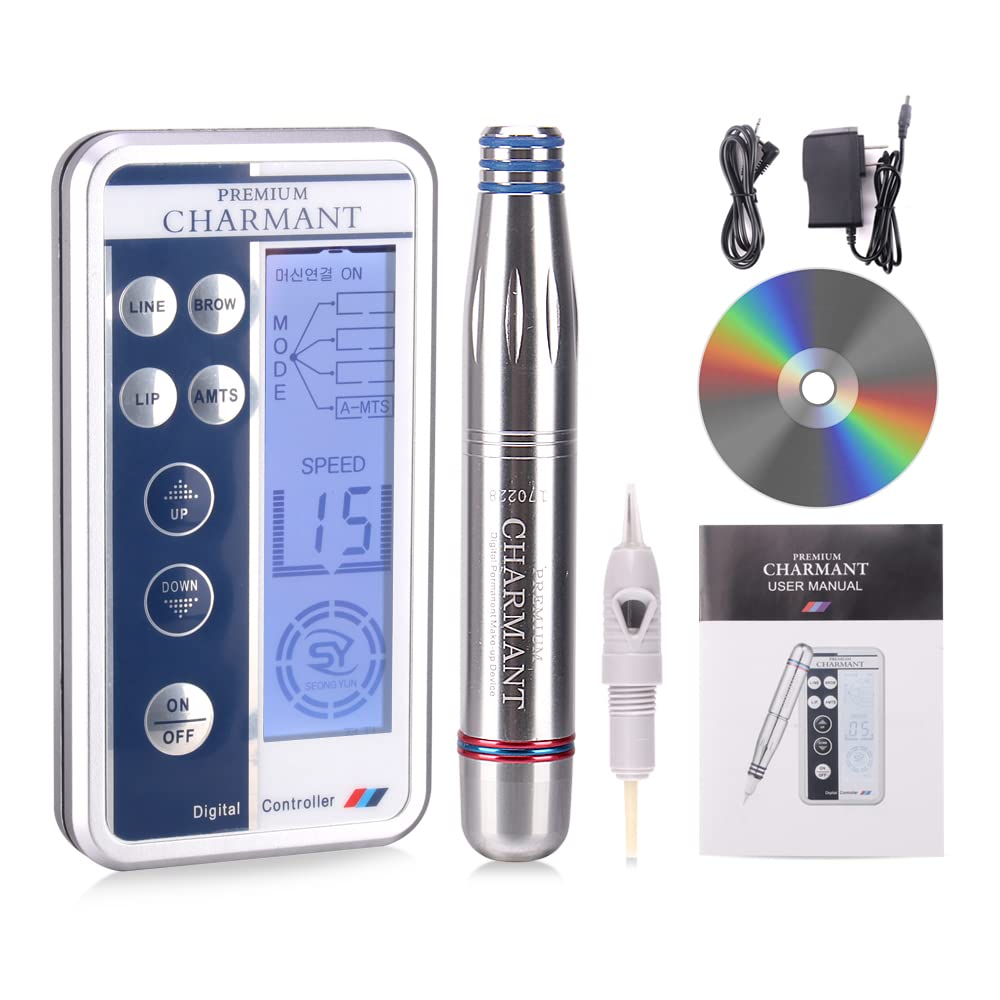 SD Enriching Beauty Digital Premium Charmant Eye Liner Eyebrow Eyelid Lips Pen Device Tattoo Gun Microblading Permanent Makeup Machine (Silver)-image-15
