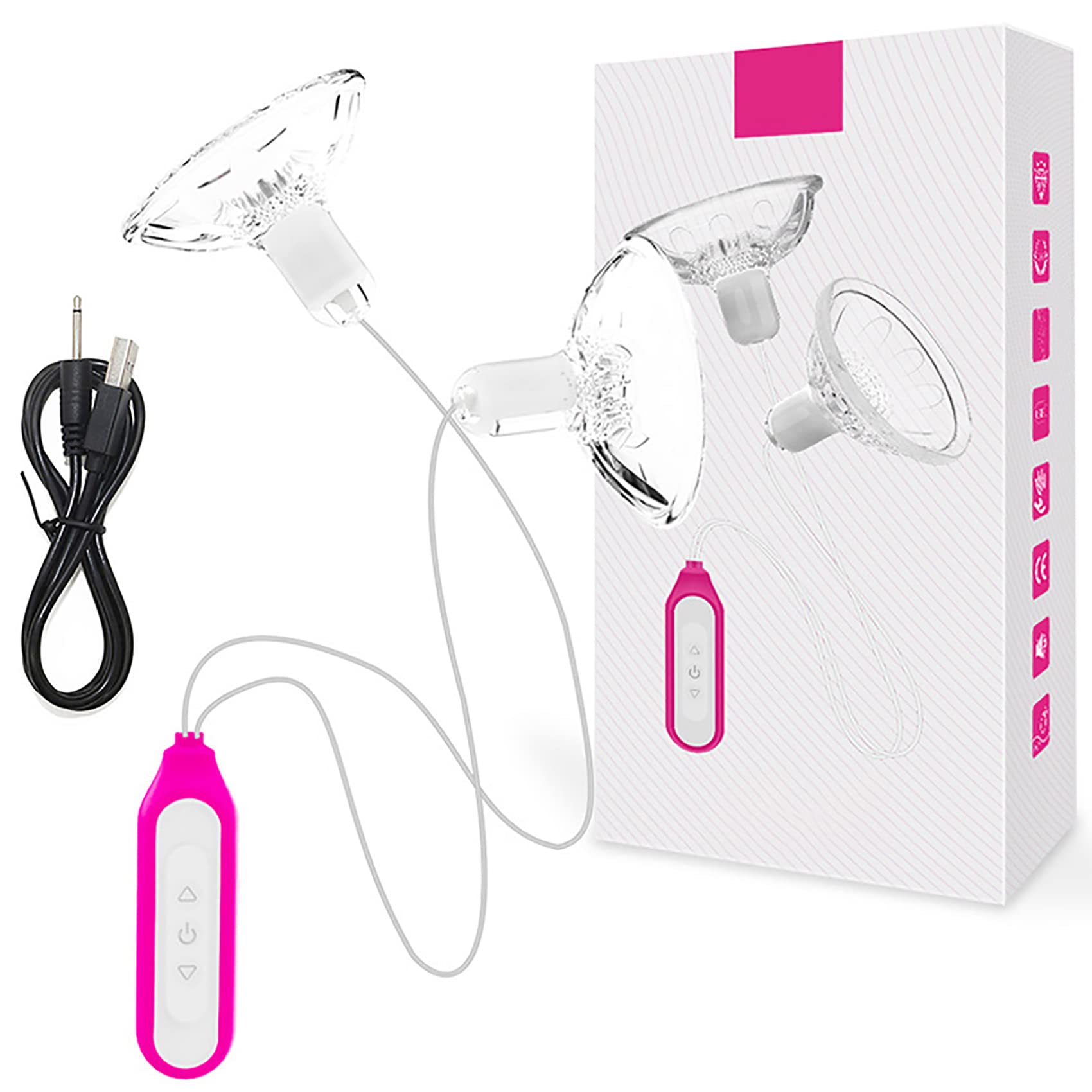 Elektrisch Nippelsauger Brustwarzen Vibratoren Für Sie Silikon Milchpumpe Nippel Sucker Vibrator Brust Stimulation Massagegerät Mit 3 Vibrationsmodi / 9 Frequenzen Sexspielzeug,Rosa,USB