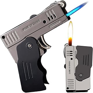 Torch Lighter, Creative Switchable Design Jet Flame Butane Lighter, Refillable Butane Gas Lighter, Adjustable Flame Windproof Lighters for Men,Candle, Outdoor, Indoor(Without Butane Gas)-Black