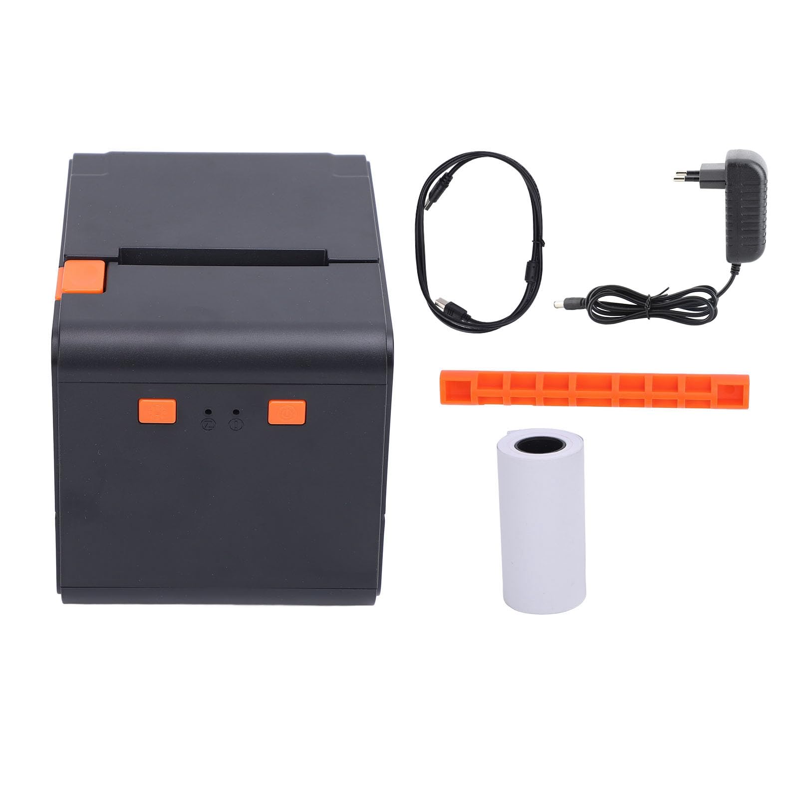 Annadue Drukarka do Papieru Termicznego 58 Mm, USB i Bezprzewodowy w Trybie Podwójnym Drukarka do Odbioru Kodu Kreskowego, prędkość 120 Mm, 203DPI, RJ11 Cashbox (wtyczka UE)