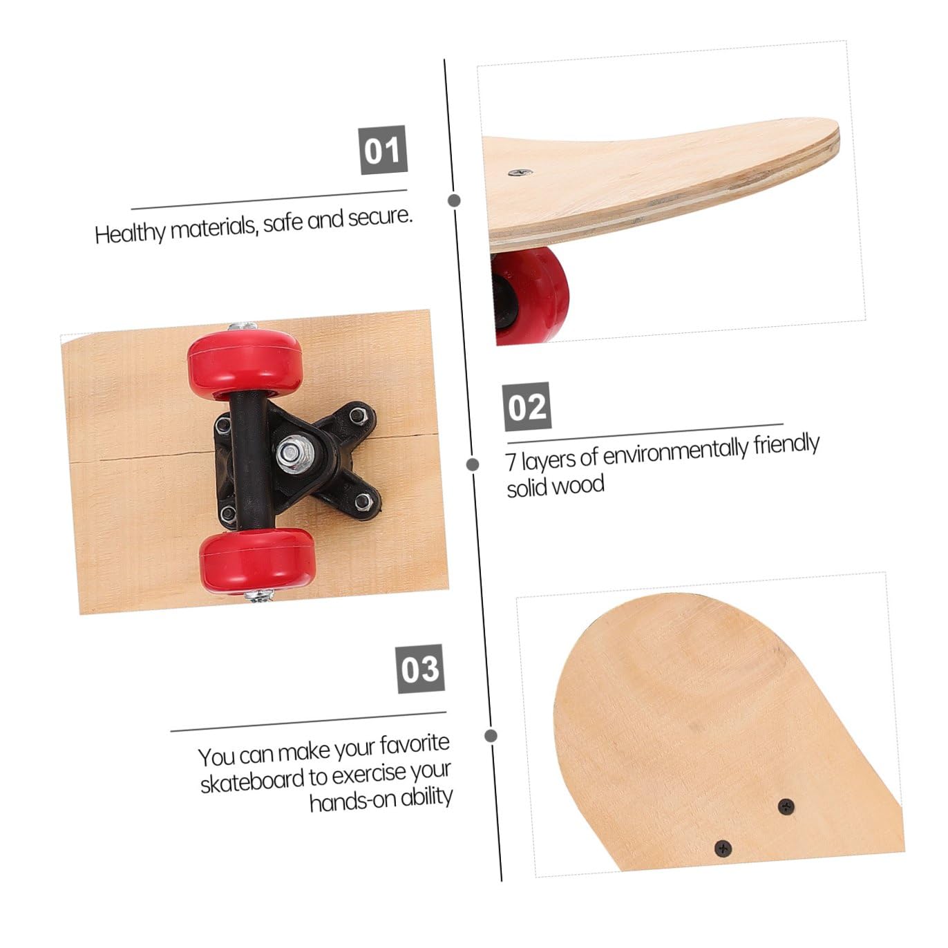 Tabla De Skate En Blanco para Pintar, Doble Extremidad, Ligera y Resistente, Material Duradero, Kit DIY para Niños y Adultos, Adecuado para Trucos, Skate Parks y Arte Creativo Al Aire Libre