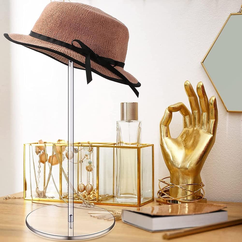 2pcs Espositore per Cappelli in Acrilico Trasparente per Esposizione con Base, Multifunzionale Cappello e Parrucca Scaffale Alzata Stand per Display Cappelli, Orologi Gioielli (30cm,Rotondo)