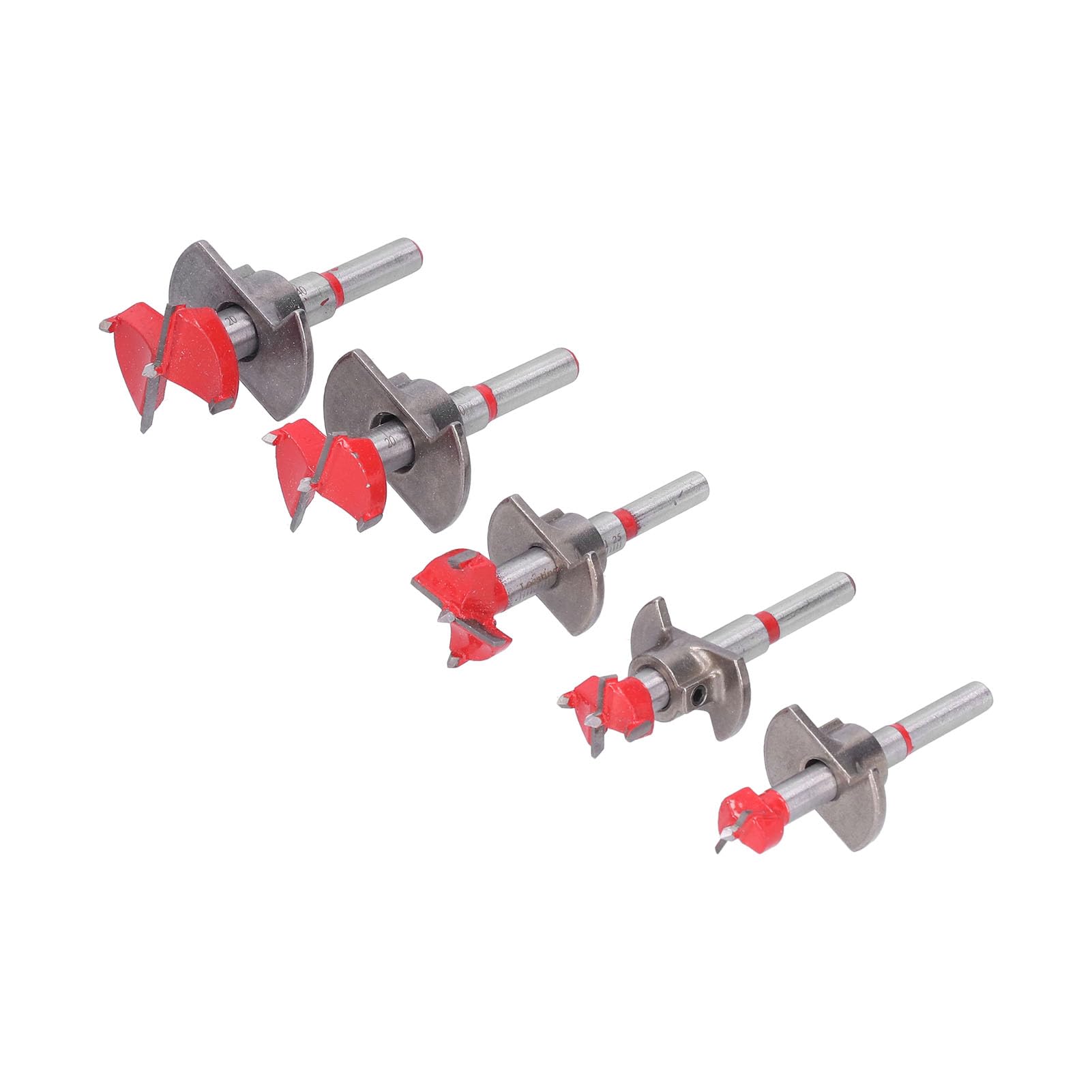 Set di 5 punte da trapano Forstner, kit apri fori per la lavorazione del legno, strumenti di perforazione accurati per fori in metallo per mobili con punte da 15 mm 20 mm 25 mm 30