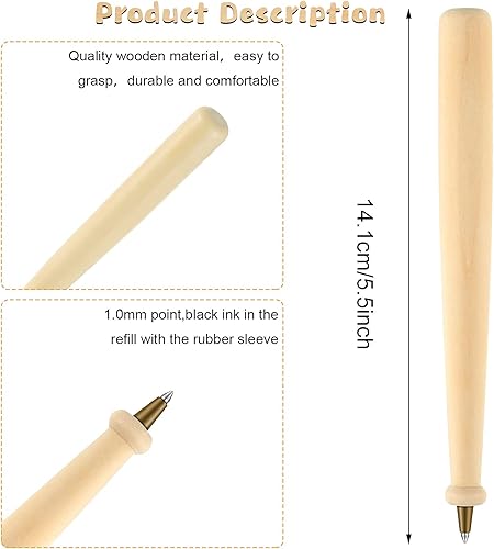 Miniatura 2 de 20 bolígrafos de béisbol de madera, bolígrafos de escritura con tinta negra, bolígrafos de color madera natural, bolígrafos de recompensa para