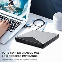 Vista 3 de Zopsc-1 Aleación de aluminio USB3.0 Unidad de DVD externa, CD/DVD portátil +/-RW unidad/reproductor de DVD para portátil portátil CD ROM quemador