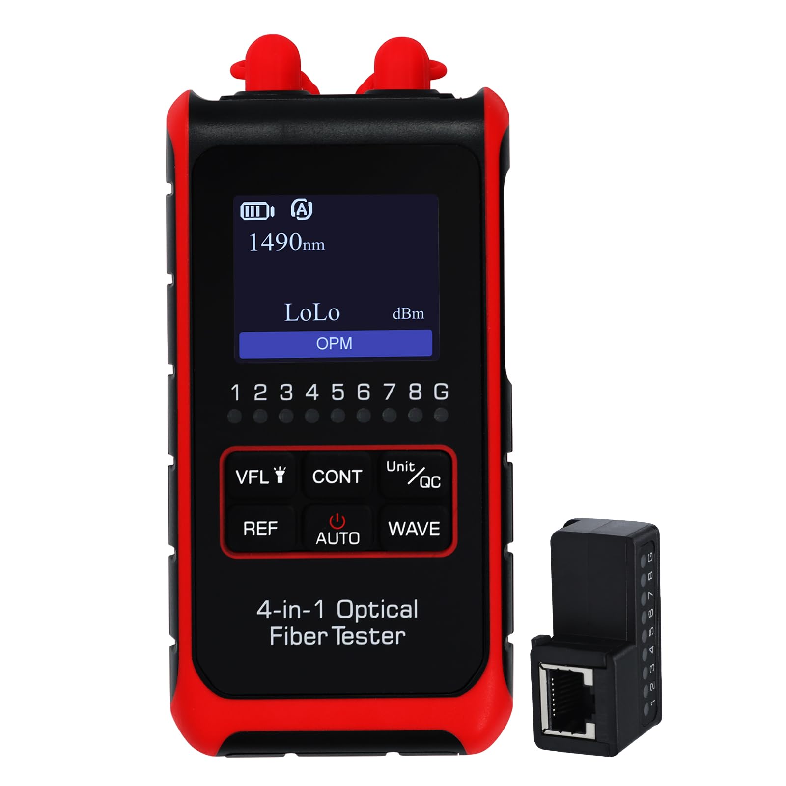 4 in 1 Fiber Optic Power Meter Portable Fiber Optic Power Tester Fiber Optic Cable Tester Visual Fault Locator VFL OPM REF FC/SC/ST Universal Interface