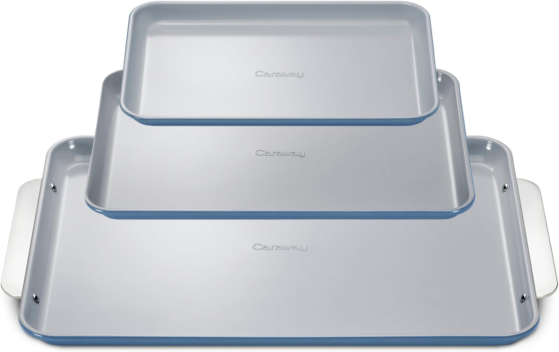 - Caraway Non-Stick Ceramic Baking Sheet Trio - Naturally Slick Ceramic Coating - Non-Toxic, PTFE & PFOA Free - 18 x 13" Large, 15 x 10" Medium, & 9" x 13" Small - Slate