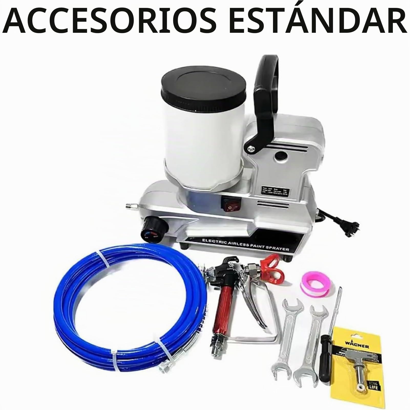 1600 W Pulverizador De EmulsióN De Pintura Sin Aire, Pistola De Pintura Airless PortáTil con Manguera De 5 M, para Muebles, Techos Y Paredes Interiores, Y Aplicaciones De Pintura Interior Y Exterior