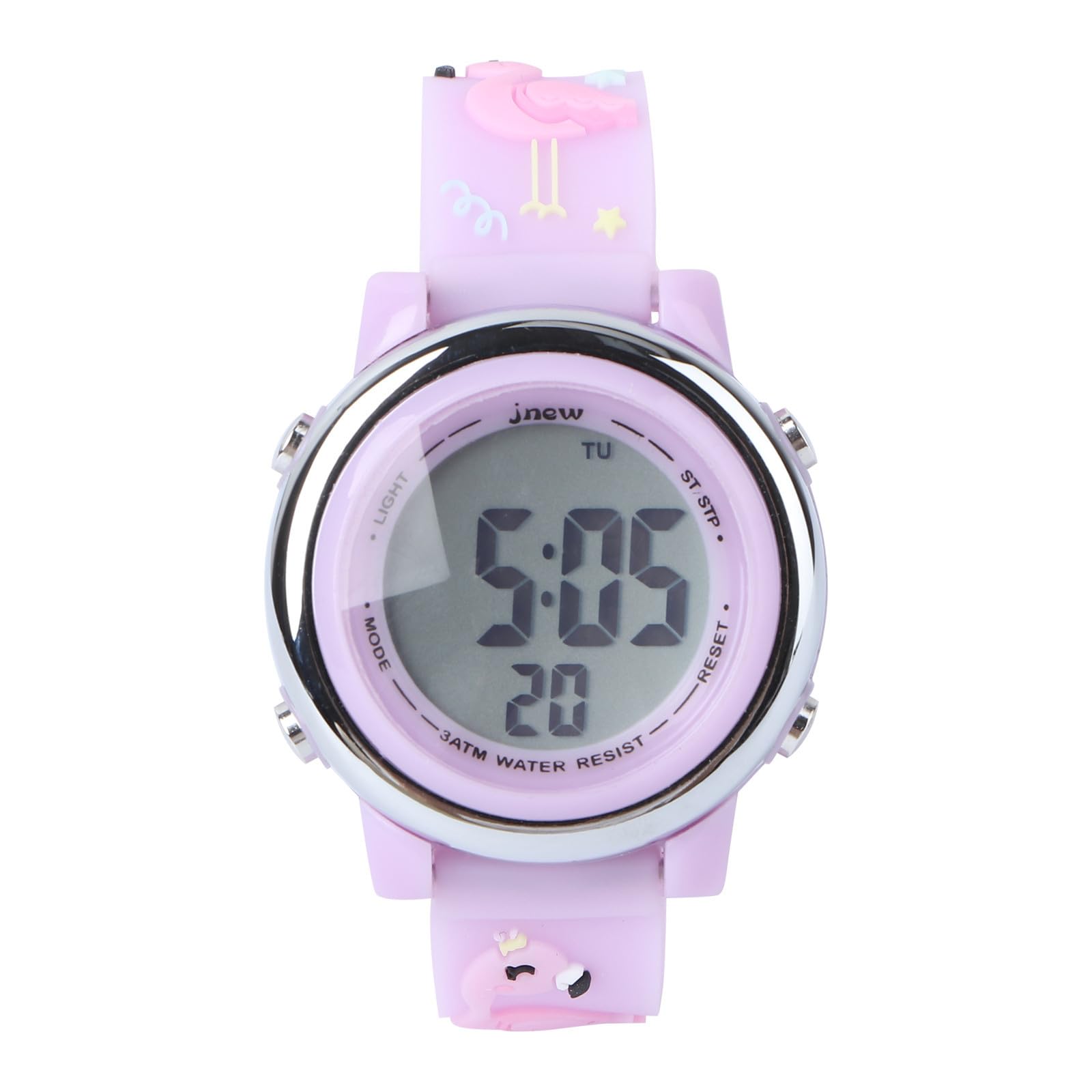 Reloj digital infantil resistente al agua con correa de ABS duradera 8