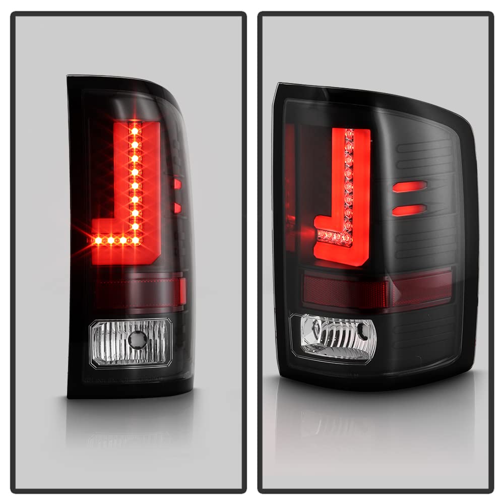 Spec-D Tuning LED Tube Tail Lights - Black Housing, Fits 2014-2018 GMC Sierra 1500/2500/3500