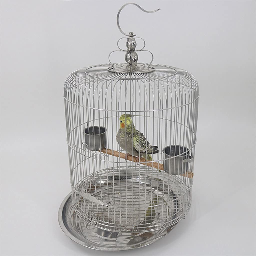 Gabbia Voliera La gabbia per uccelli dell'acciaio inossidabile può appendere la tazza di cibo per animali domestici, adatto per il mughetto del pappagallo del canarino Phoenix Peony Peony Budgerrigar