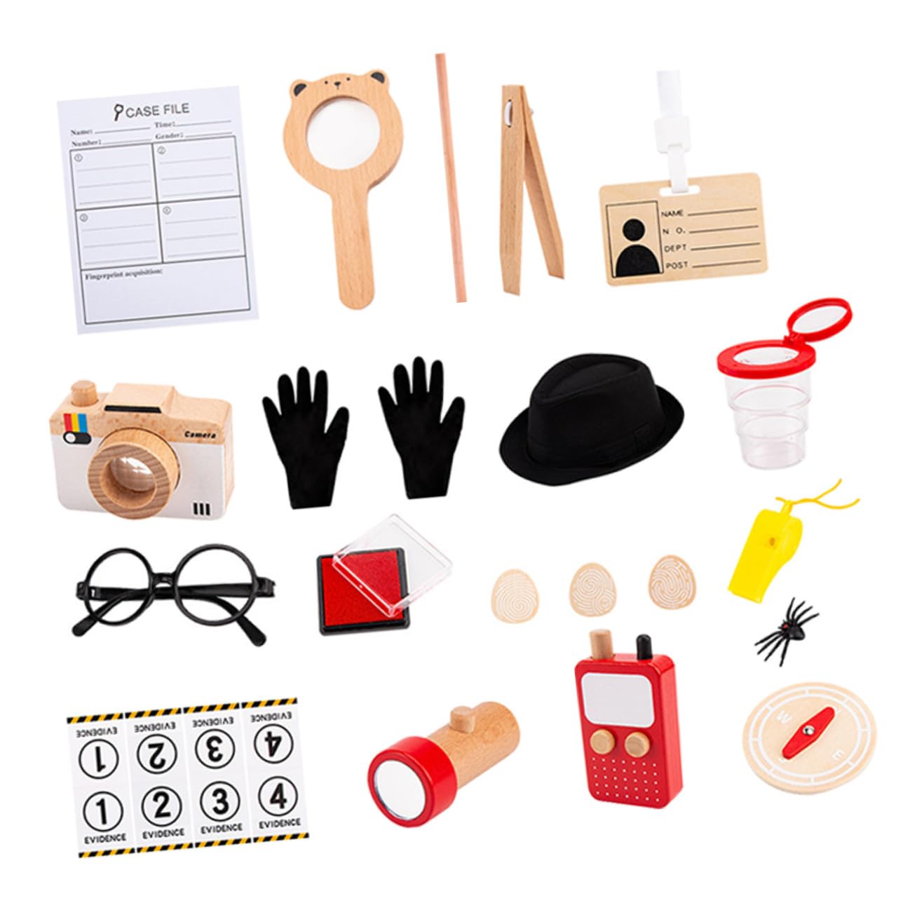 Kit de Detective para Niños Juego de Herramientas de Simulación Sombrero y Accesorios para Investigación de Rastros y Análisis Forense Educativo