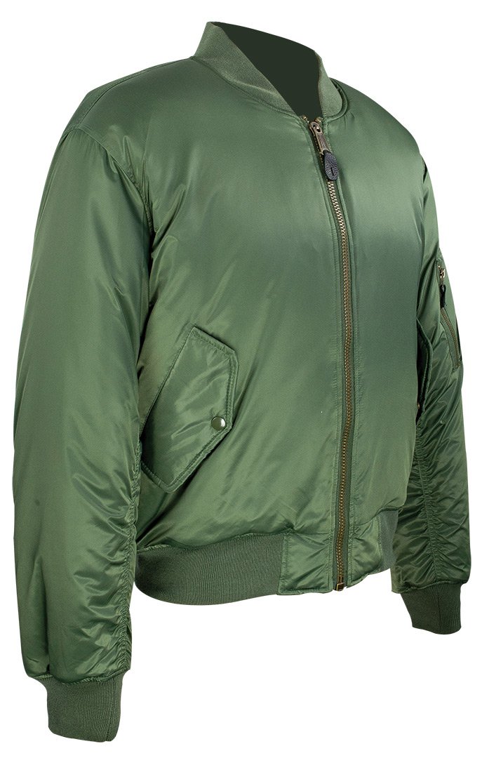 Highlander Bomber Jacket - MA1 American Pilot Jacket - Olive Green with reversible Orange Inner (X Large)