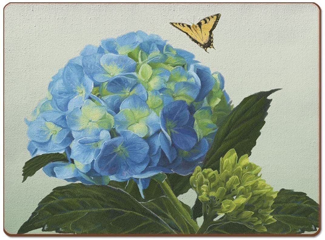 4 Cala Home Premium Hardboard Placemats Table Mats, Blue Hydrangea