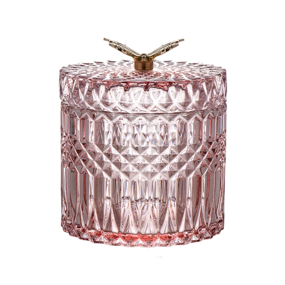Boîte à bijoux en verre boîte à cotons-tiges et pot à bougie gris