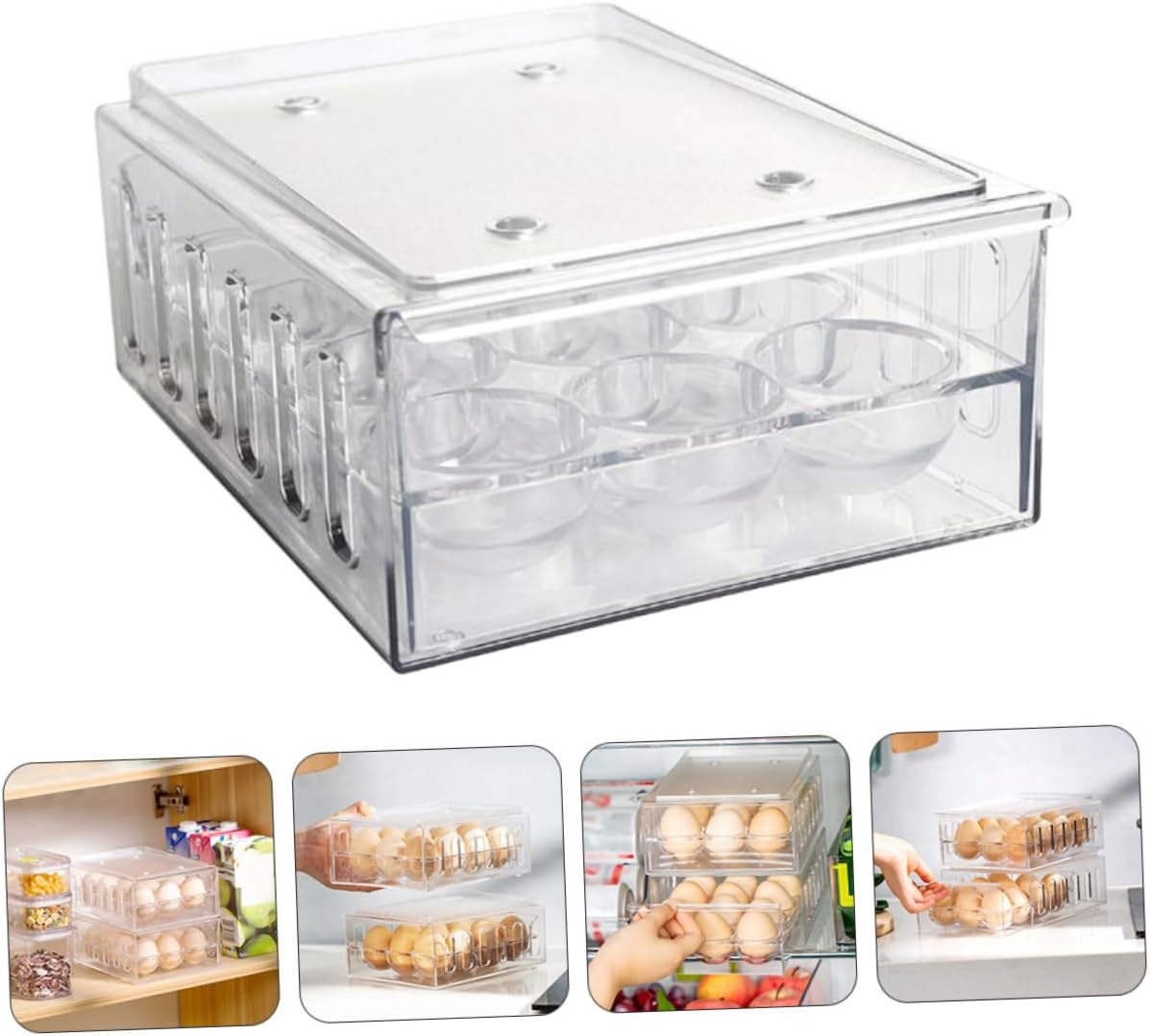 1pc Fridge Organizer Bin Drawer Storage Container Breathable Design Compartmentalized Holder for Refrigerator Easy Access Keeps Fresh Longer