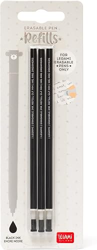 Miniatura 2 de Legami Recambio para bolígrafo de gel borrable, juego de 3 repuestos, 5.1 in de altura, tinta termosensible negra, punta de 0.028 in