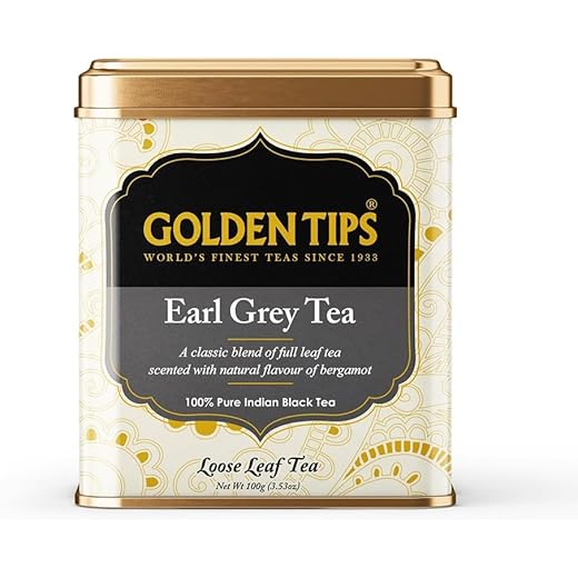 Golden Tips Earl Grey Loose Leaf Black Tea Blended With Oil