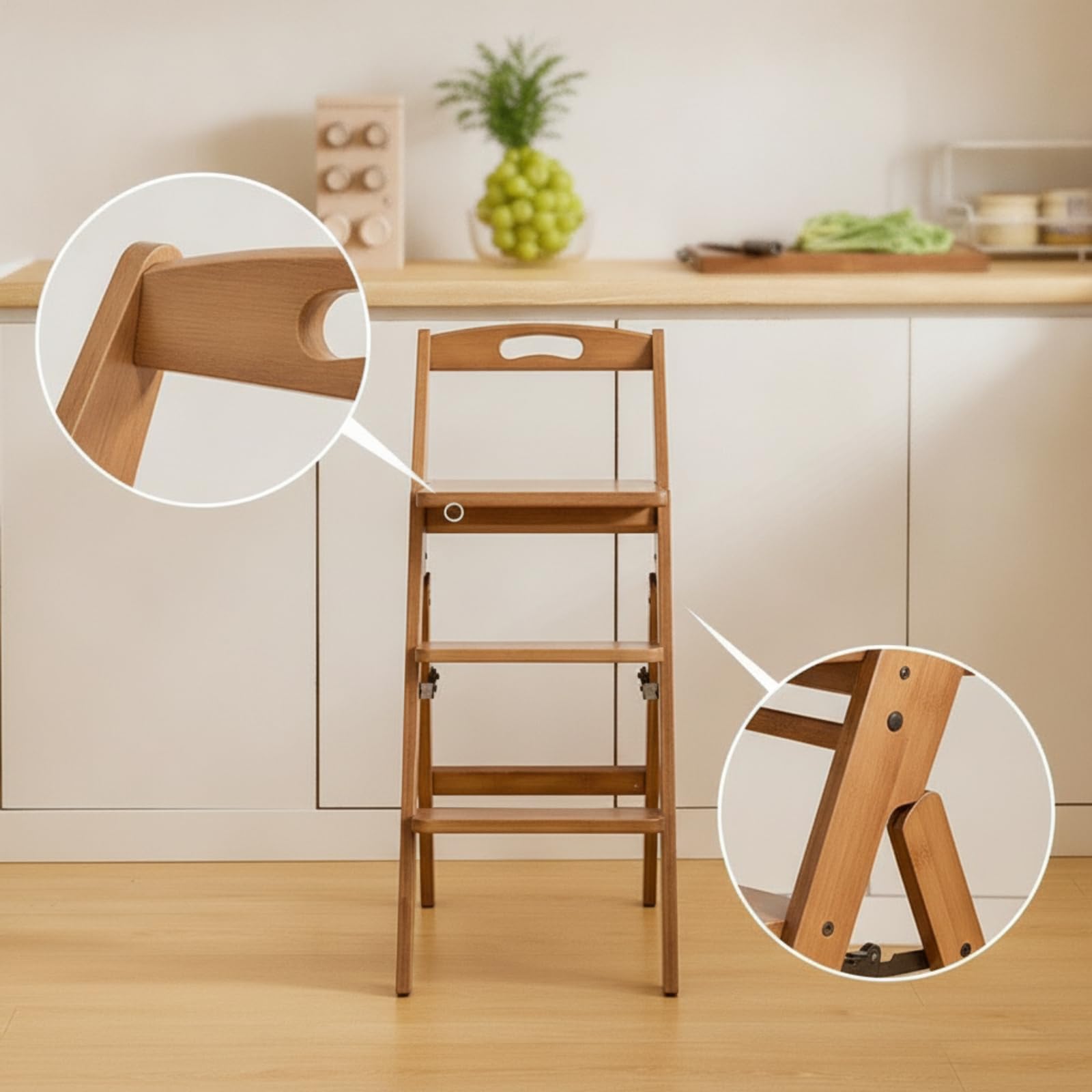 Sharplace Taburete Escalera Plegable Banco Asiento Escalón Escalera Convertible con Base Trípode y Fácil de y Guardar en Armarios Adecuado para Hogar Oficina Taller