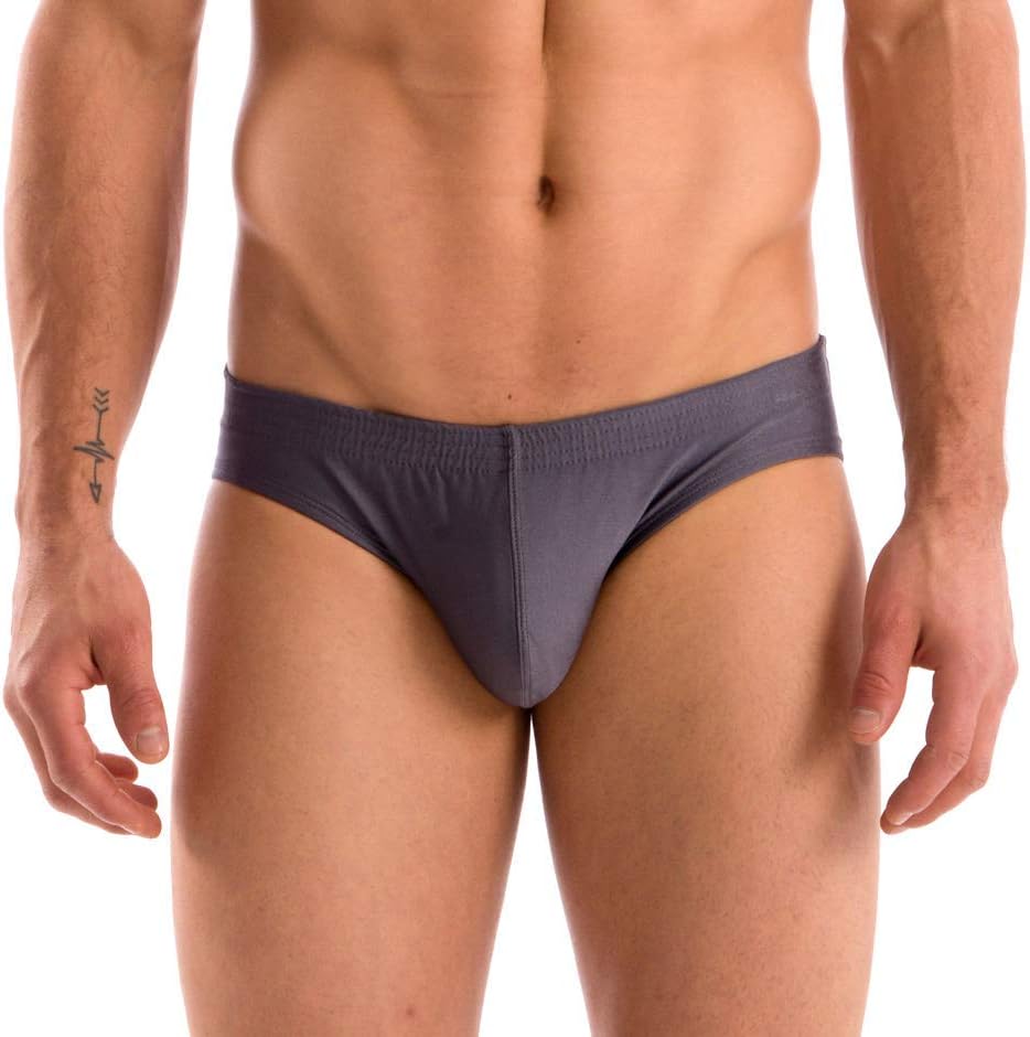 Mens Solid Contour Pouch Bikini Swimsuit
