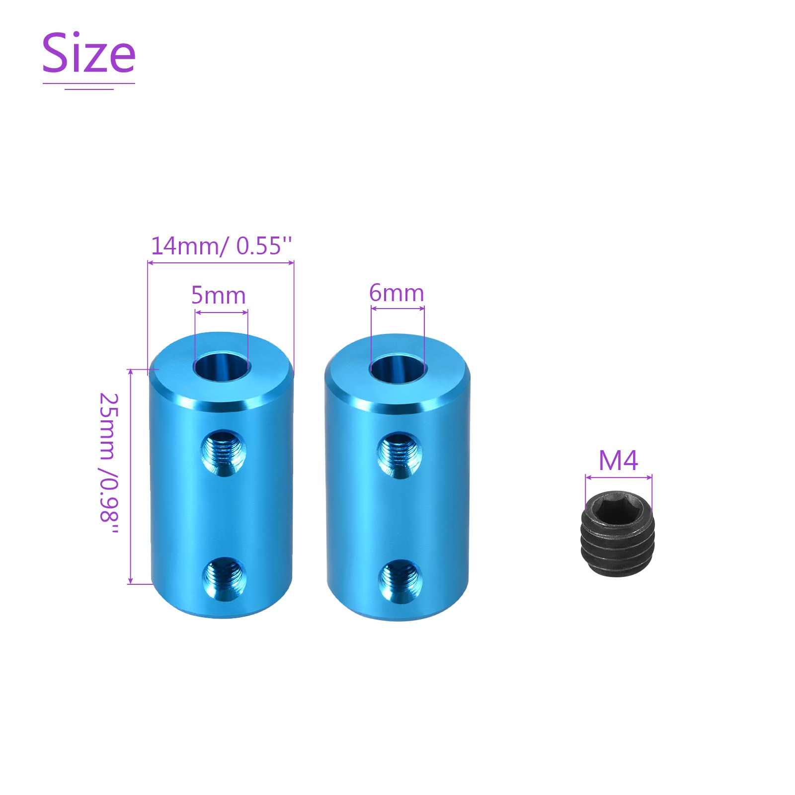 DMiotech 5-6mm Alesaggio L25XD14 Rigido Giunto Albero Giunto Giunto Connettore w Viti Alluminio Lega Motore Albero Connettore per Stampante 3D Blu