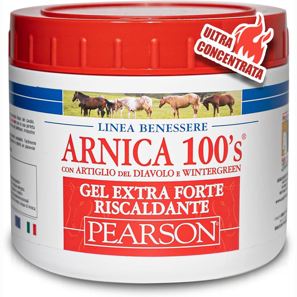 ARNICA 100'S - Arnica pour chevaux, Gel chauffant extra-fort Pearson [500ml]. Crème à l'arnica Gel fort griffe du diable et menthol. Pommade défatigante et relaxante