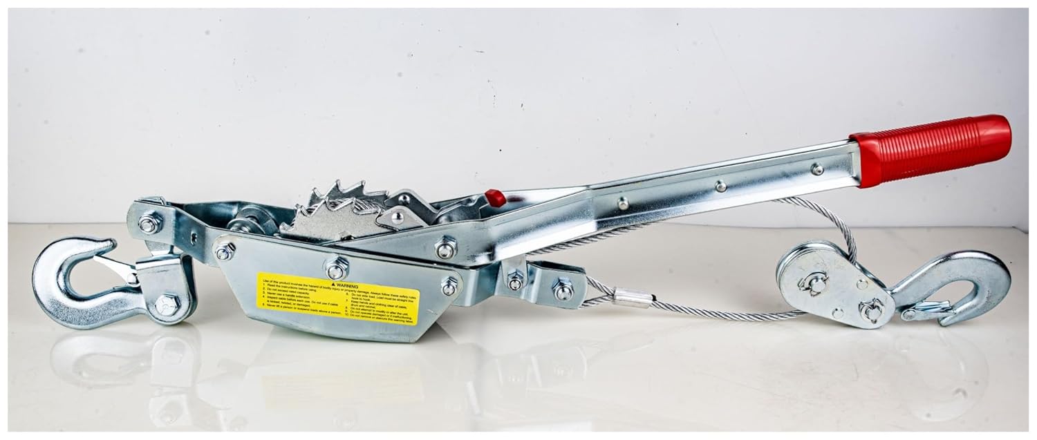 Wire Rope Hand Pulling Ratchet Cable Puller, Power Tightener 2 Hooks Lifting Sling Boat, Truck