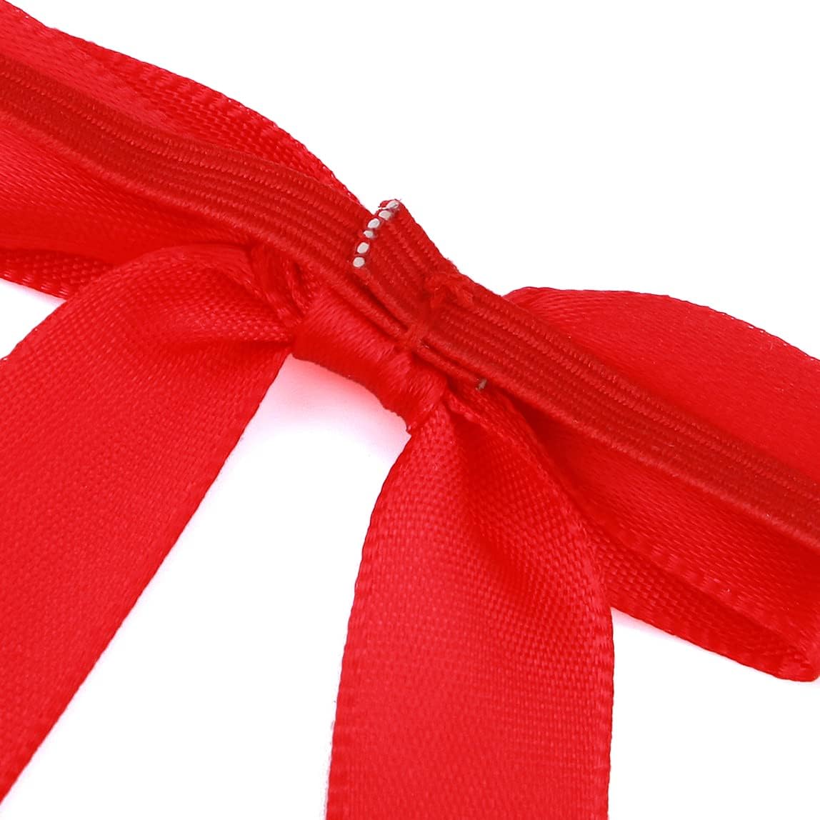 50pcs 8 Inch Stretch Elastic Loops with Pre-Tied Red Ribbon Bows for Gift Wrapping,Baby Showers, Weddings, Christmas Boxes (8", Red) - Image 4