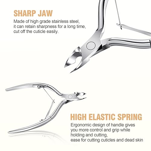 Miniatura 4 de Kit de cortaúñas de acrílico 5 en 1 con lima de uñas de vidrio, pinza para cortar cutículas y empujador de cutículas, removedor de esmalte de uñas,