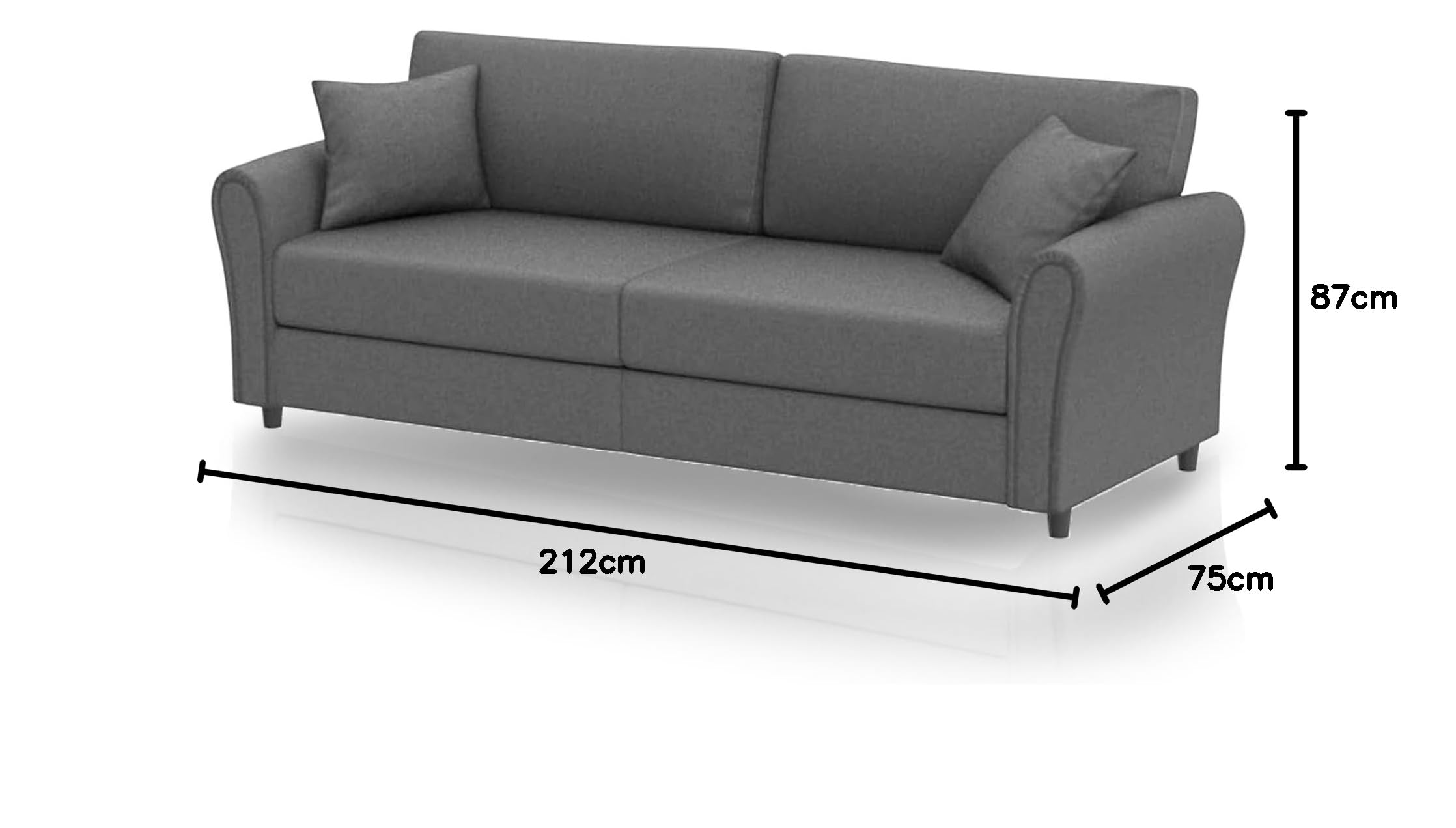 Shally Dogan Divano 3 Posti con Rivestimento in Tessuto e Struttura in Legno Robusta, Sofa Premium Relax con Imbottitura Extra Morbida ad Alta Densità, Altezza Piedini Affusolati 10 cm (Grigio Chiaro)