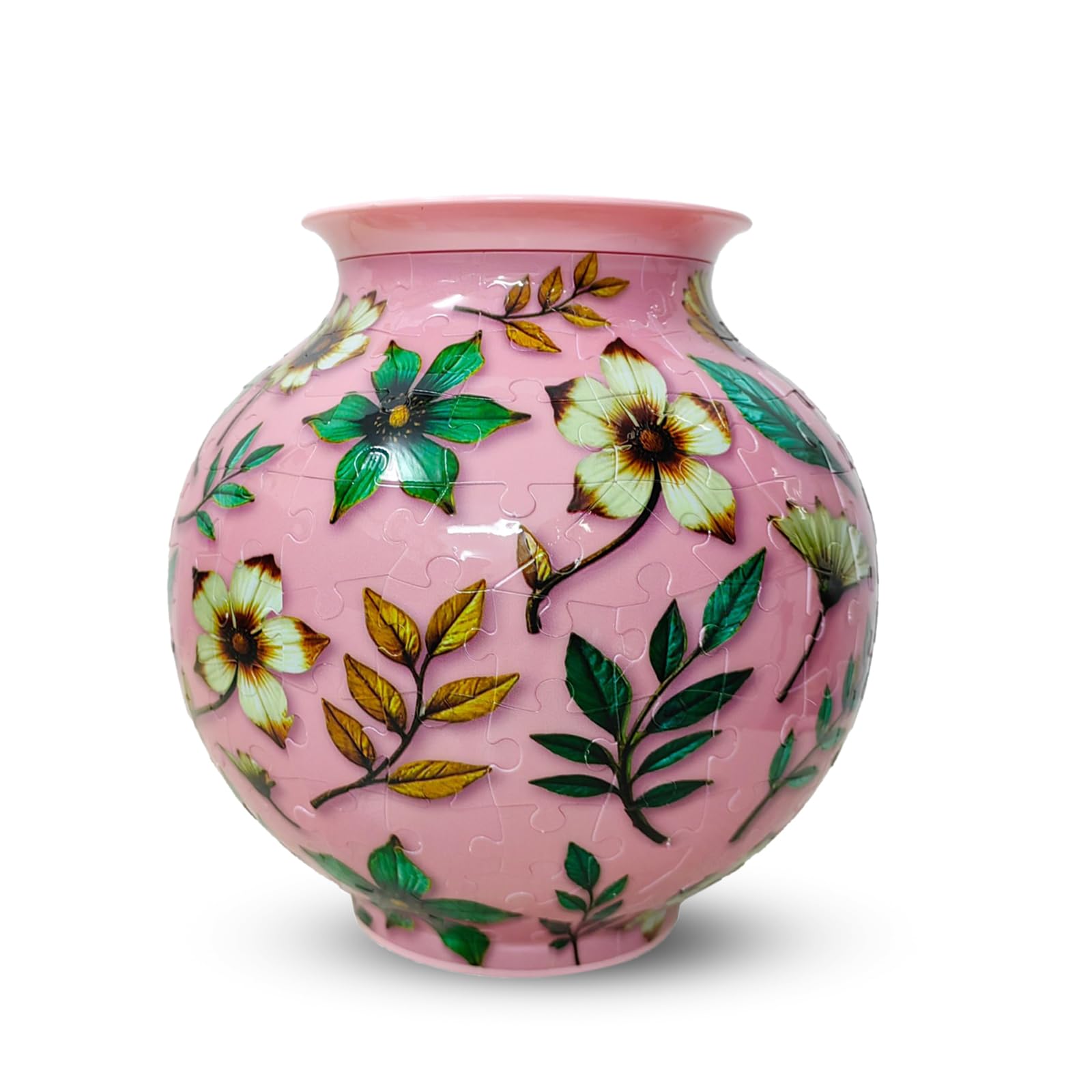 3D Puzzle Vase for Adults Circular, Vase Puzzle Planter with Curved Pieces & Removable Water Cup, Vases for Flower Home and Office Decor (Model 3, Circular)