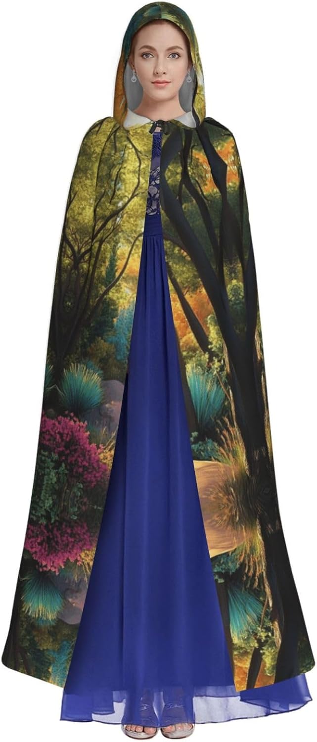 Colorful Landscape Painting Unique Darkness Poncho Shawl - Customizable Wearable Blanket for Women, Perfect Halloween Costume Accessory, Knight, Akatsuki, and More