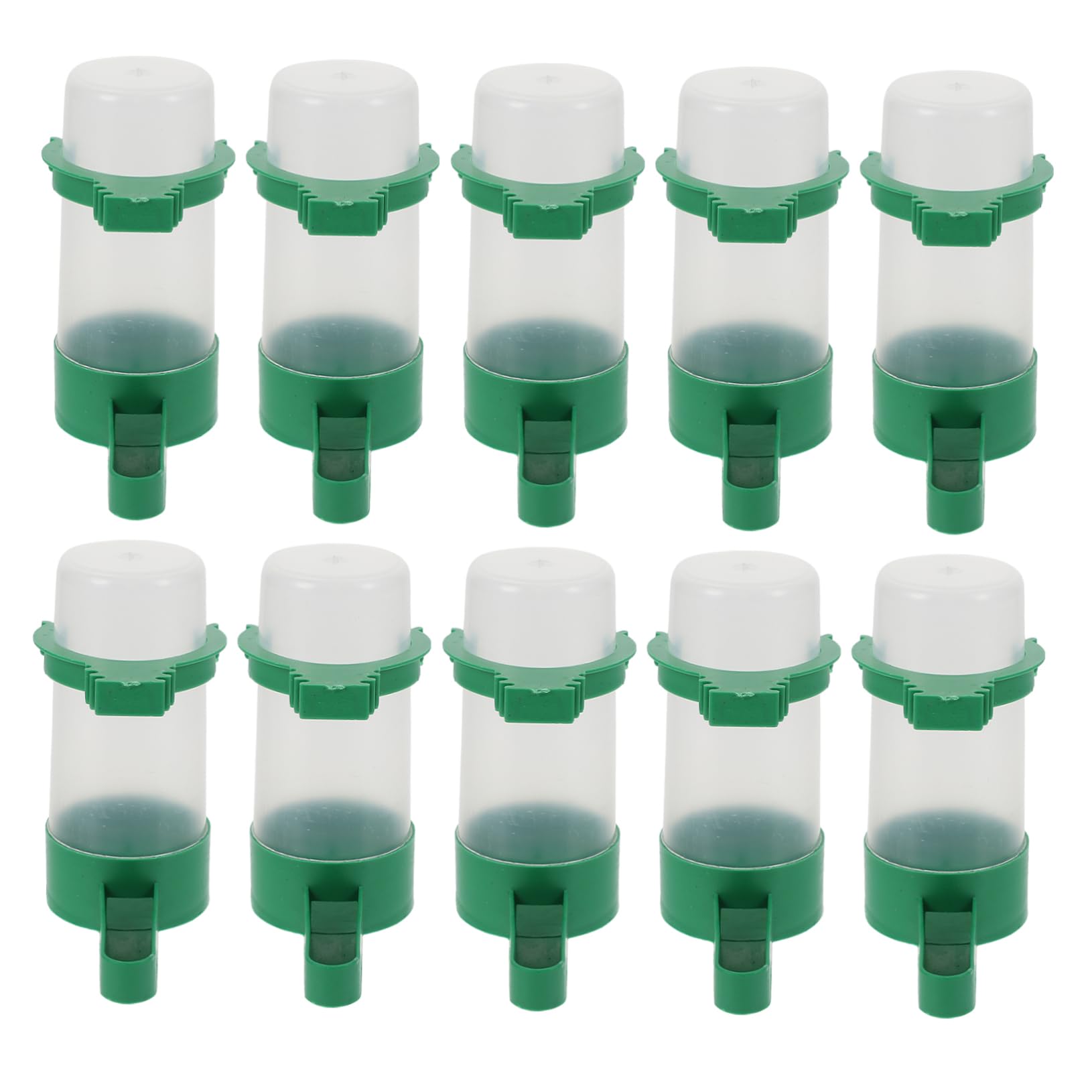 Generic 10pcs Bird Waterer Geflügeltränke Glass Bird Water Drinker Plant Water Feeder for Birds Bird Water Bottle Automatic Bird Cage Drinker Chicken Gift Feeding Cup Drinking Bowl Plastic, Green