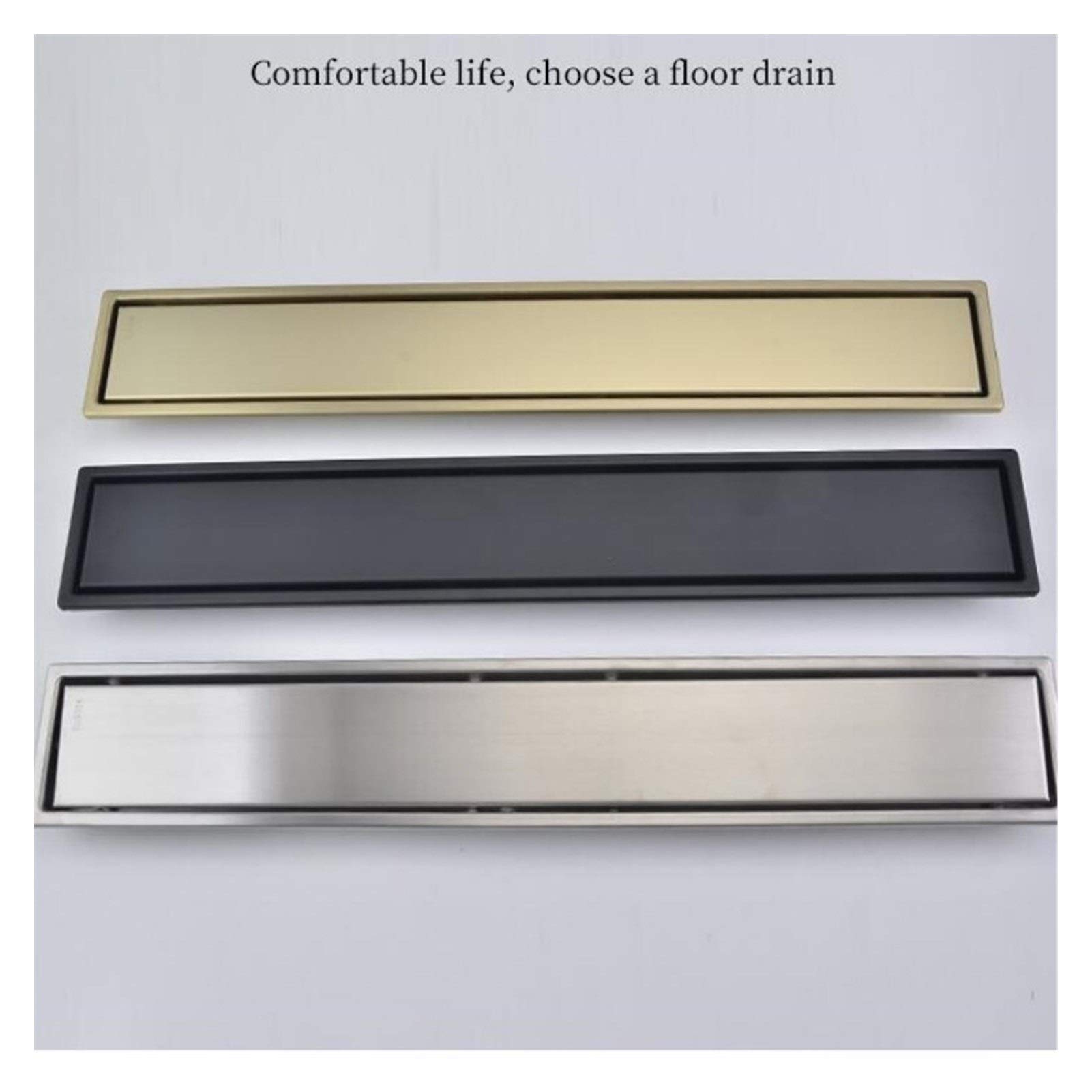 Drenaje de Ducha, Desague Ducha Cepillo del Oro DREN de Piso Conceal Drenaje Largo Lineal Canal desagüe for Hotel Bathroom la Cocina Negro(Green)