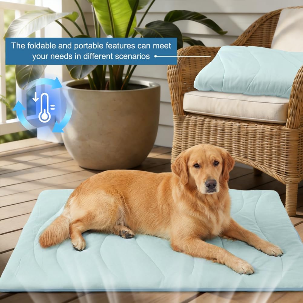 Dog Cooling Mat for Large Dogs, Double-Sided Waterproof & Cool(Q-Max>0.5),Portable Dog Cooling Mat for Summer(L/27.95 * 48 inch)