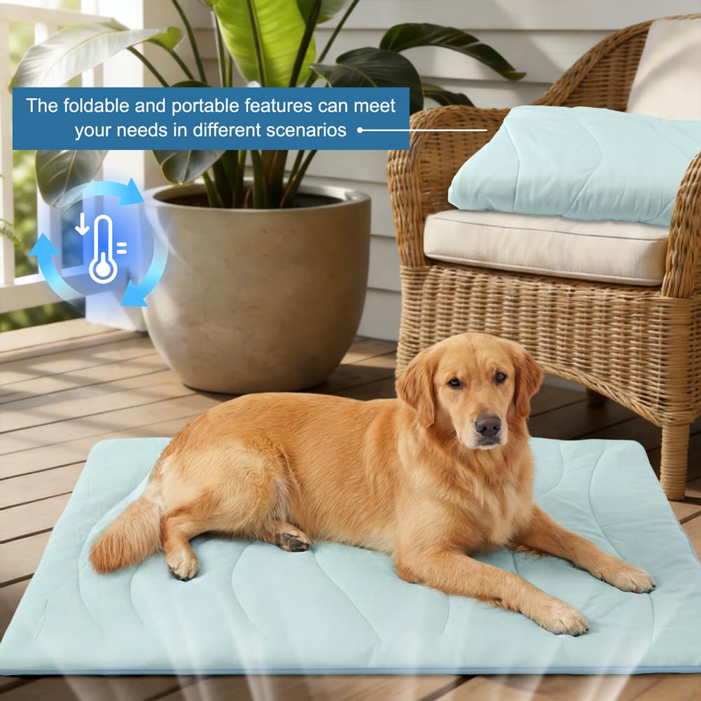 Tapis rafraîchissant pour chiens et chats – Tapis auto-rafraîchissant de 2,2 cm d'épaisseur (taille L 122 x 71 cm) – Lavable en machine, pas d'électricité nécessaire