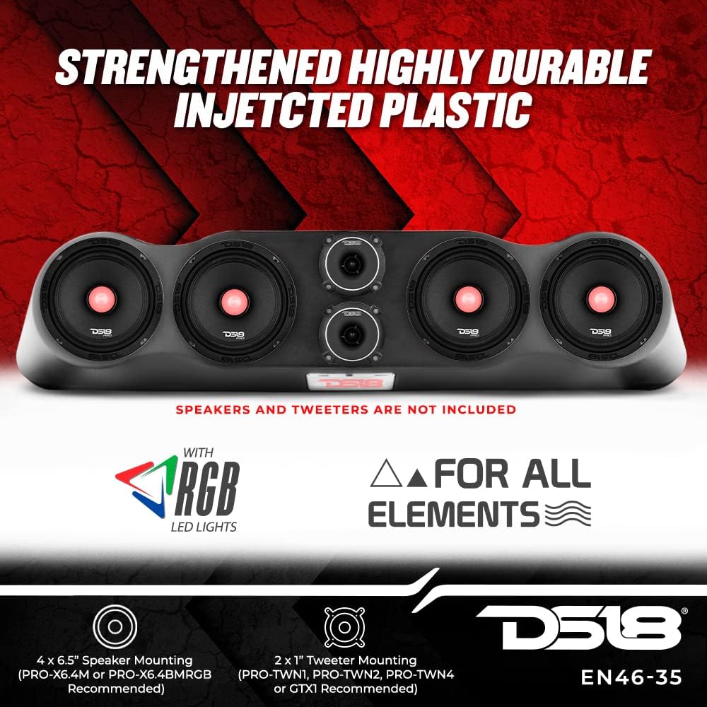 DS18 Hydro EN46-35 High-Density ABS 35" Universal Speaker Enclosure – Fits 4×6.5” Speakers & 2×3” Tweeters – Multi-Application Design for Cars, Trucks, ATVs, UTVs