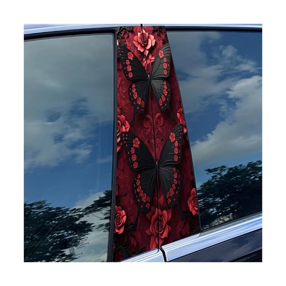 Bertdcx One Color Safflower Butterfly Car B Pillar Sticker Waterproof And Scratch Resistant Auto Parts