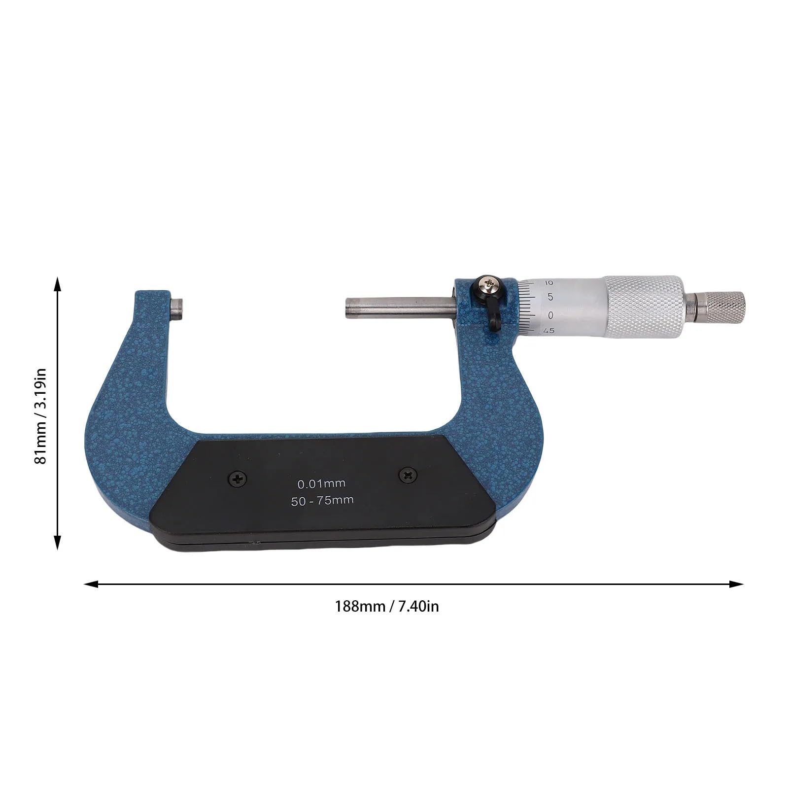 Mikrometer 50–75 mm, 0,01 mm Länge, Durchmesser, Dicke
