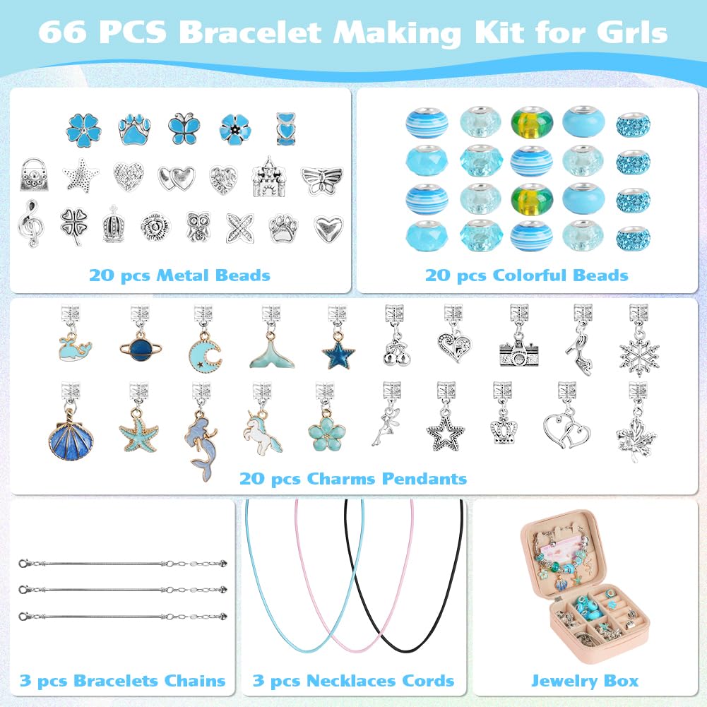 AUAUY Charm Bracelet Making Kit, 66pcs Gifts for Women Bracelet Making Kit with Box Jewellery Making Kit - Image 2