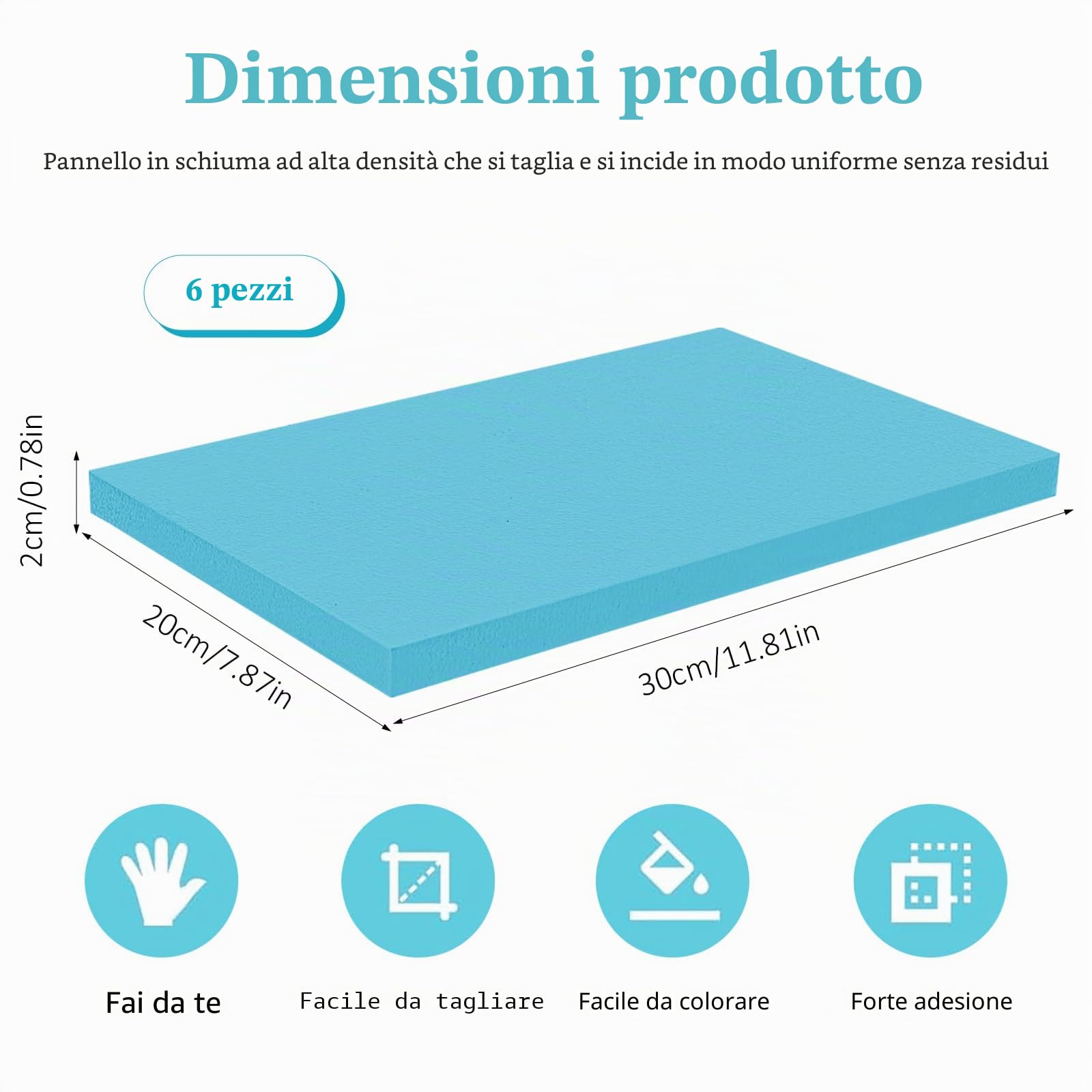 6 pannelli in schiuma rigida per modellazione DIY, pannelli in schiuma rigida per modellismo, pannelli in polistirene espanso, pannelli in schiuma rigida per paesaggio (30x20x2 cm)