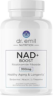 DR. EMIL NUTRITION NAD+ Boost - Nicotinamide Riboside Supplement for Longevity, Healthy Aging & Cellular Regeneration - NAD Supplement with with Berberine, L-Theanine & Niacin - 30-Day Supply