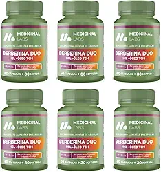 KIT 6 BERBERINA DUO 2500MG 60 CAPS E 30 SOFTGELS MEDICINAL LABS