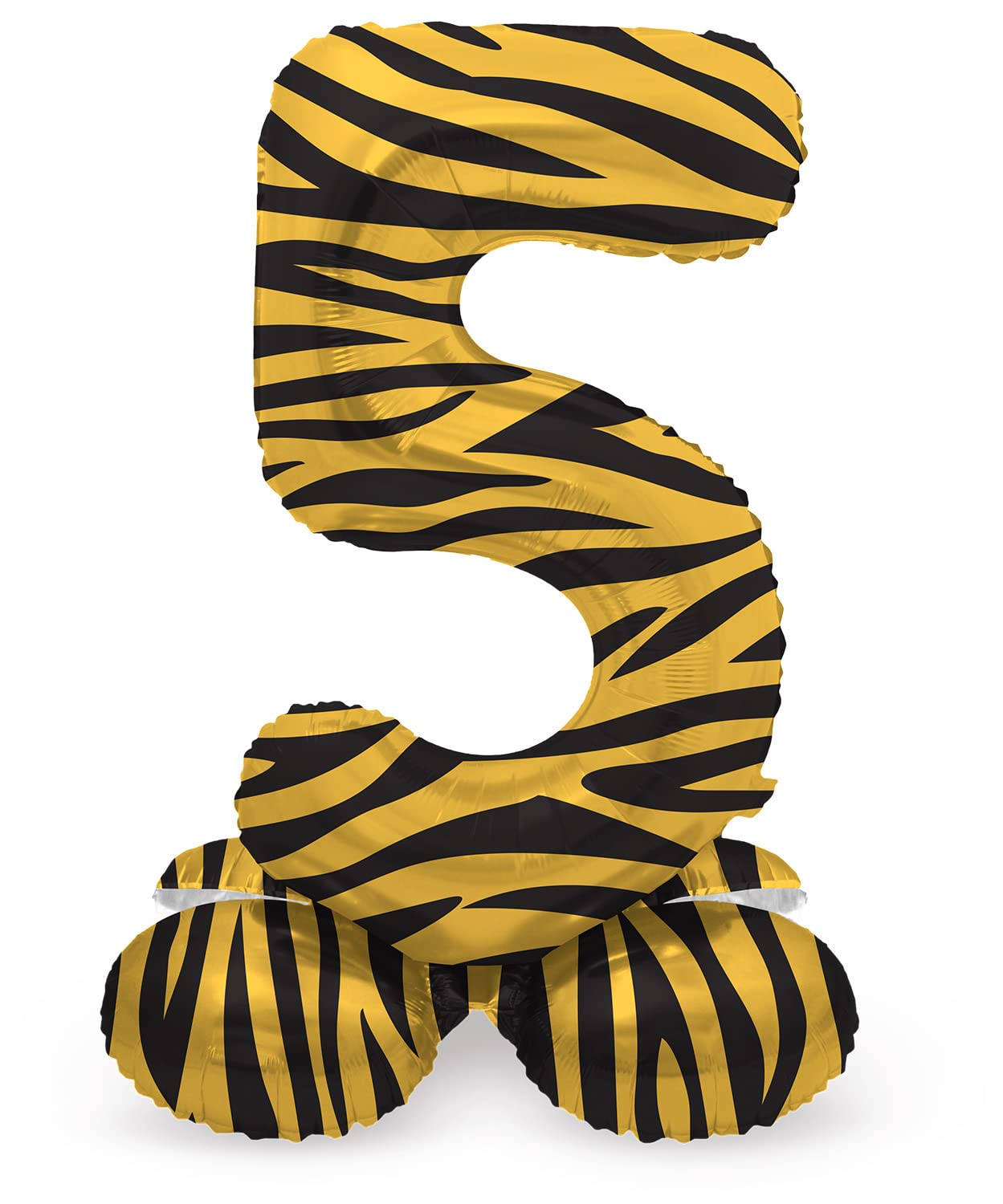Folat 63955 Birthday Balloon Standing Number 5 Tiger Chic Lion Brown Black 72 cm Decoration Birthday Decoration Balloon Number No Helium Required Colourful