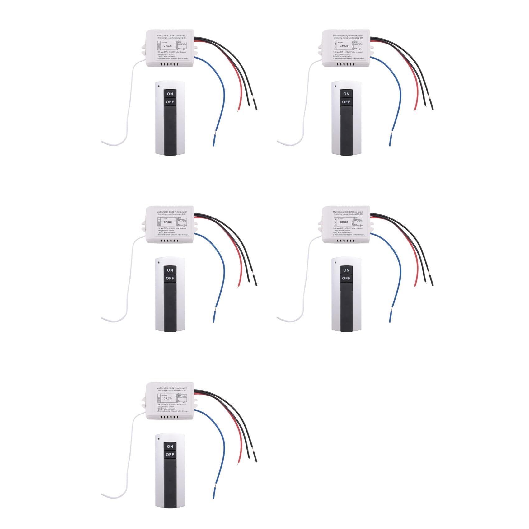 Jnchdghwa White 5X Channel With Digital Transmitter 220V On/Off 1 Switch Wireless Relay Receiver Remote Control Light Lamp
