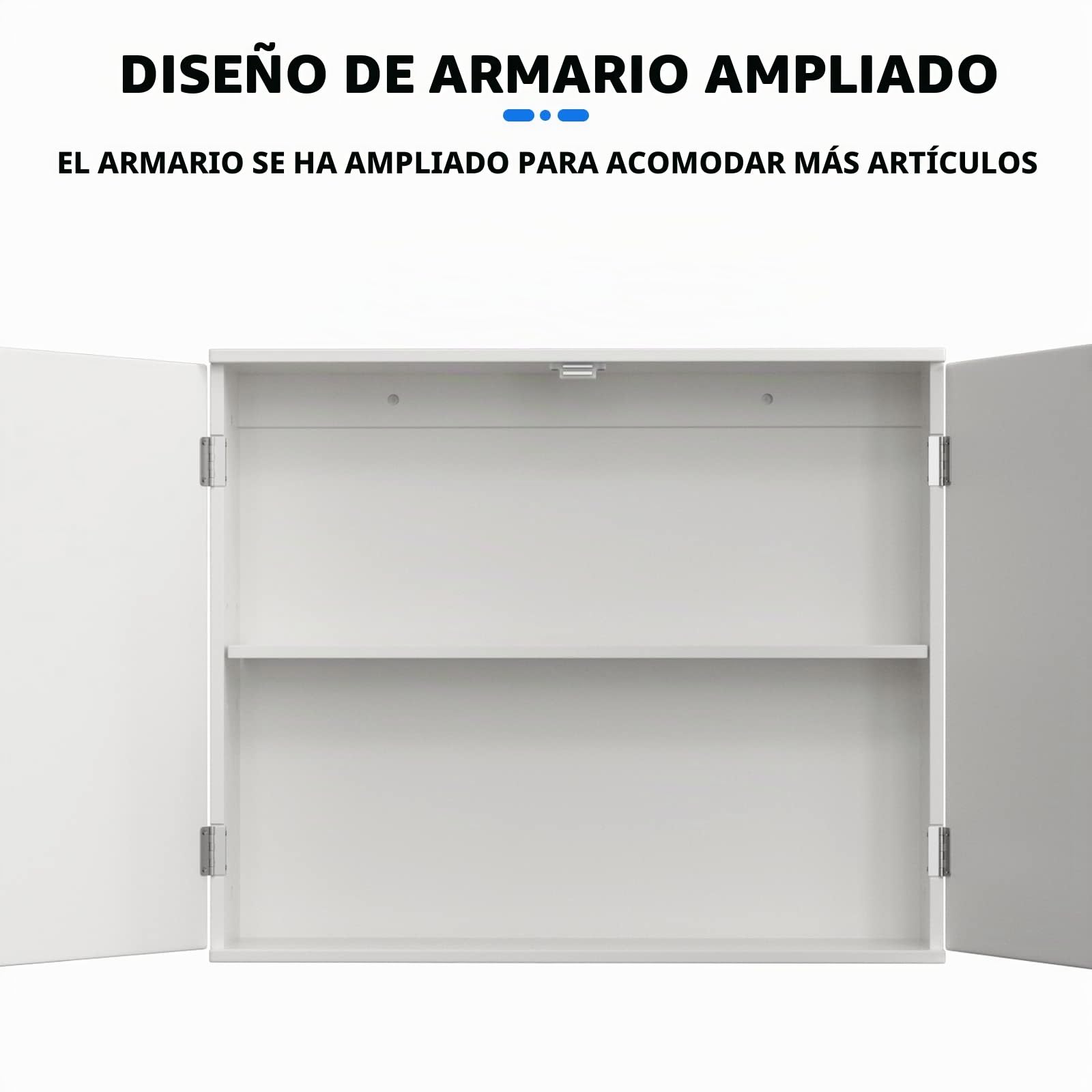Armario de baño montado en la pared, armario de pared con estantes ajustables para cocina, color blanco, 50 x 60 x 15 cm