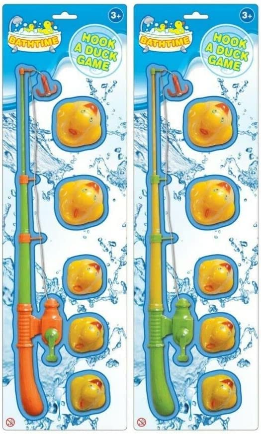 PEBBLE HUG 2Pc Duck Hooking Game for Kids, Hook Style Bath Toys for Toddlers, Bath Tub Pool Duck Hook Toy for Babies, for Birthday, Pool Parties, Christmas (Set of 2)