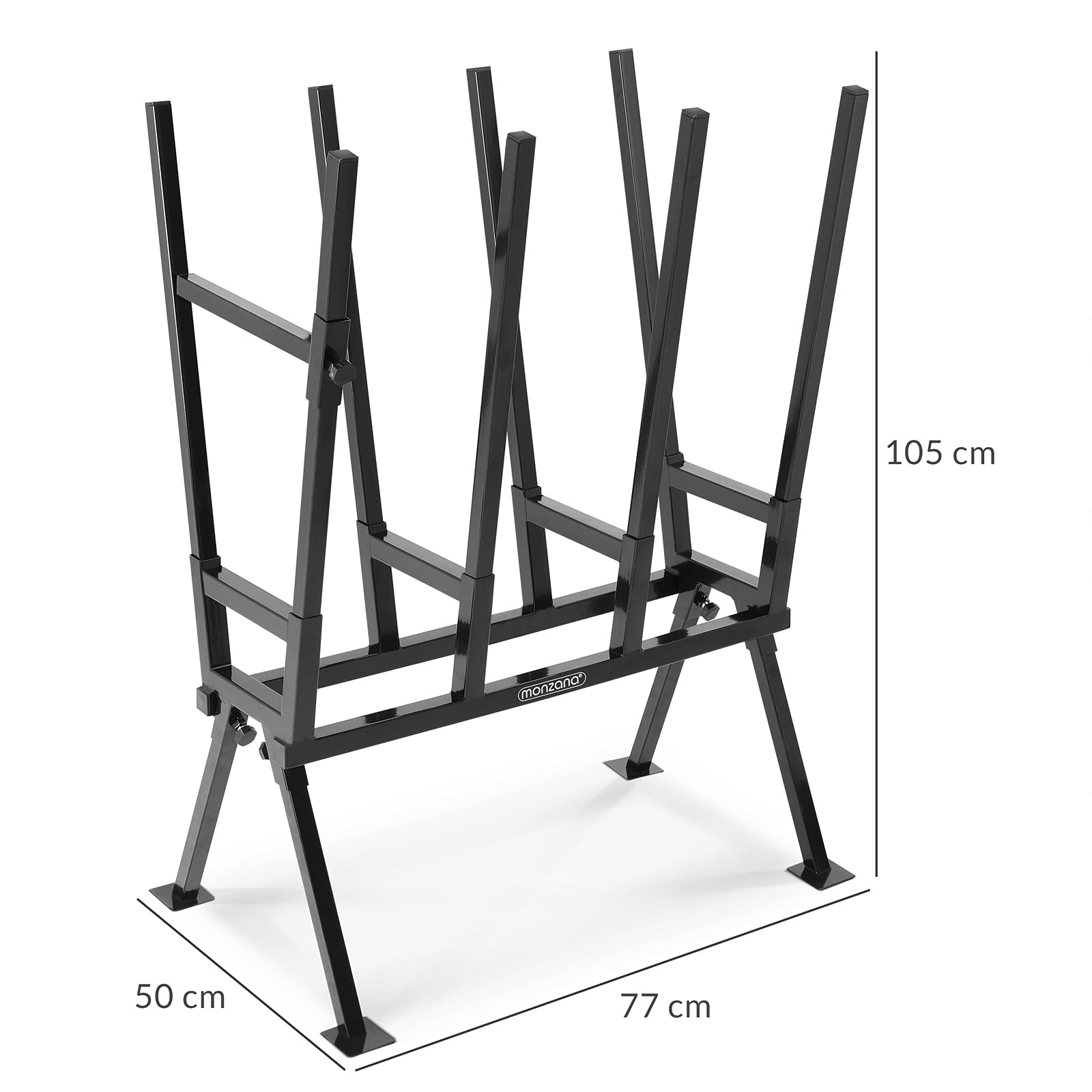 Gardebruk® Chevalet de sciage Bois 77x50x105cm Hauteur réglable Charge 400kg étrier Fixation Acier tréteau télescopique chevalet Coupe scie bûche démontable